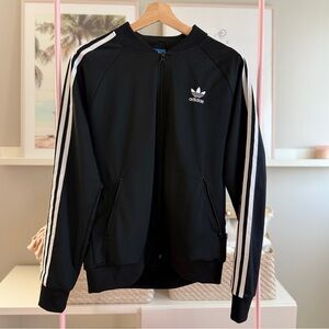 Adidas Originals Black Track Jacket with Trefoil Logo | Size L